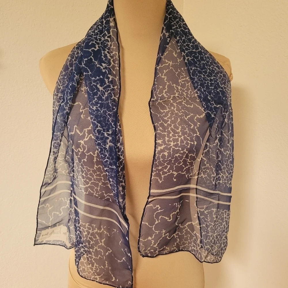 Diane Von Furstenberg Blue And White Silk Scarf